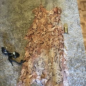 Never worn Ruffle asymmetrical leopard dress